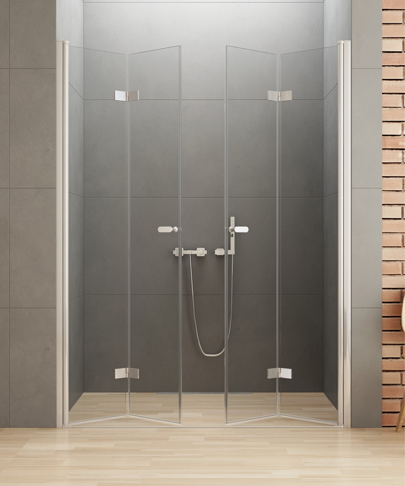 New Trendy New Soleo Drzwi Prysznicowe Składane Podwójne 150x195 cm Szkło Przezroczyste 6 mm (D-0259A)